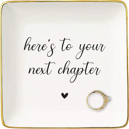 Funny Colleague Promotion,Farewell,Retirement,Goodbye,Leaving,New Job Gift for Woman,Coworkers Boss Leader-Appreciate Christmas Gift-Jewelry Tray Trinket Holder Ring Dish-Here's To Your Next Chapter