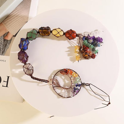Anjiucc Handmade Crystal Window Car Hanging Ornaments 7 Chakra Home Ornament Yoga Meditation Decoration