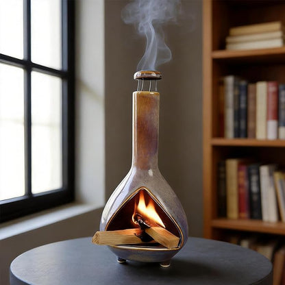 Ceramic Palo Santo Holder - High Temperature 1200°C Mini Chiminea for Sage, Incense & Palo Santo Sticks - Elegant Gradient Glaze Design for Energy Cleansing, Yoga, Meditation & Aromatherapy