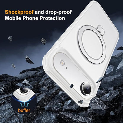 Compatible with iPhone 17 Air Case with Invisible Magnetic O-Ring Stand Military-Grade Phone Case for iPhone 17 Air 6.5" [Compatible with Mag-Safe][Great Grip Feeling],Translucent