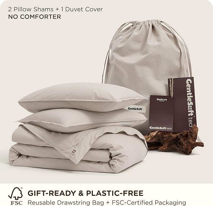 Bedsure Cotton Duvet Cover King - Luxury Slub Weave 100% Cotton Duvet Cover with a Linen Like Textured, Easy Change Durable Bedding, Natural Linen, 104" x 90"