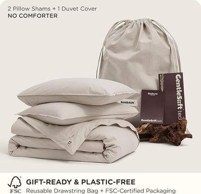 Bedsure Cotton Duvet Cover Full - Luxury Slub Weave 100% Cotton Duvet Cover with a Linen Like Textured, Easy Change Durable Bedding, Natural Linen, 80" x 90"