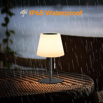Solar Table Lamp for Outside Patio Solar Lamp Outdoor Lamp Waterproof with Light Sensor,Dimmable Warm White+RGB LED Rechargeable Lamps Cordless Battery Operated Table Lamp （Black）