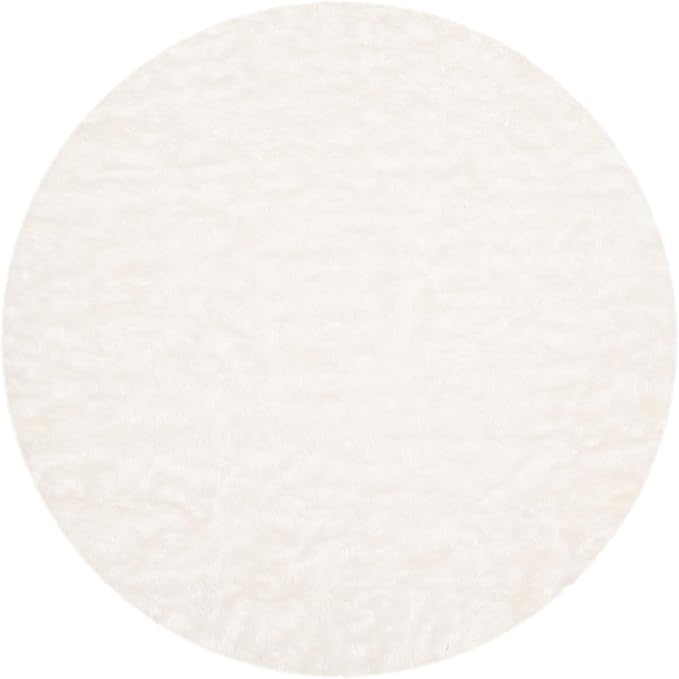 SAFAVIEH Faux Sheep Skin Collection 6' Round Ivory FSS235A Silken Glam 2.35-inch Thick Area Rug