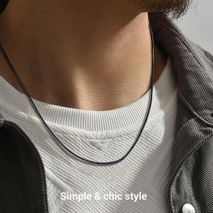 Leather Necklace Cord with Stainless Steel Clasp, Black/Brown Color Waterproof Wax Rope Chain 2mm 3mm Wide Braided Cord String Necklaces for Men Women 16"-30"