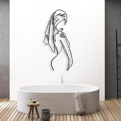 Aportif Metal Minimalist Wall Art Women, Female Body Decor, Women Bathroom Decor, Modern Home Decorations, Abstract Iron, Metal Line Artwork, Funny Bathroom Wall Art (Gold, 48x23 in / 121x57 cm)