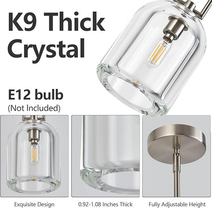 Modern Nickel Pendant Lights Kitchen Island Ceiling Chandelier Indoor Thick Crystal Hanging Light Fixtures for Kitchen Living Room Dining Room Bedroom（1Pack）
