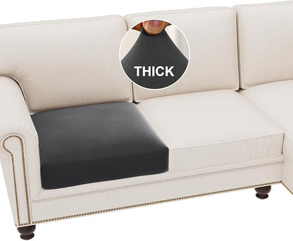 H.VERSAILTEX Fleece Couch Cushion Covers Stretch Chair Covers for Living Room Armchair Sectional Couch Covers Comfortable and Durable Fabric(1 Seater Cushion Cover, Grey)