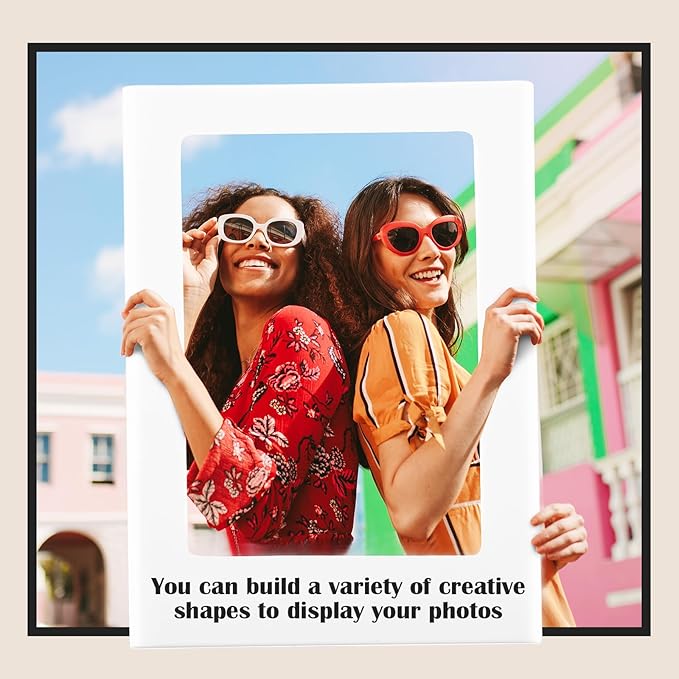 Epakh 40 Packs Magnetic Photo Picture Frame Cute Mini Table Photo Frame Holder 3 Inches Plastic Colorful Picture Display for Fridge Office (Black and White)