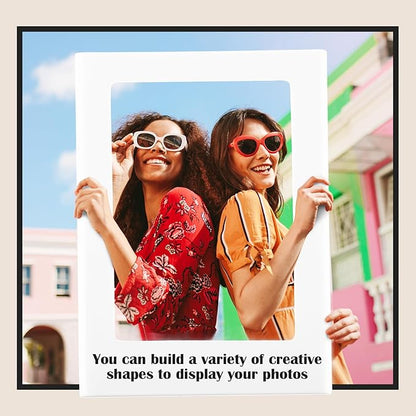 Epakh 40 Packs Magnetic Photo Picture Frame Cute Mini Table Photo Frame Holder 3 Inches Plastic Colorful Picture Display for Fridge Office (Black and White)