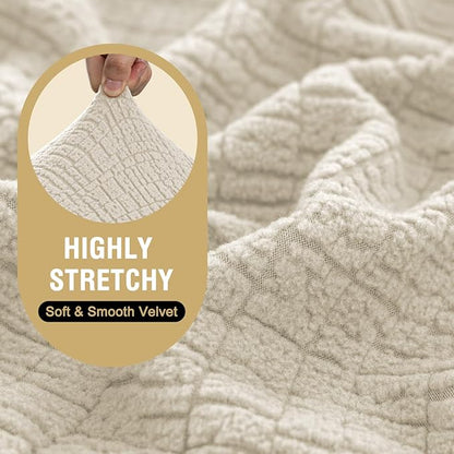 H.VERSAILTEX Super Stretch Individual Jacquard Couch Cushion Covers Furniture Protector Spandex Anti-Slip Soft Thickened Slipcovers Easy Install, (1 PC, Back Couch Cover, Ivory)