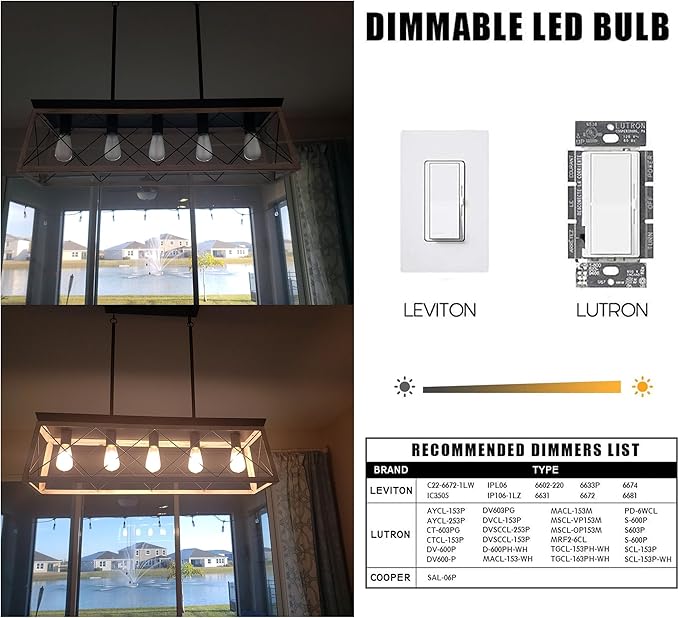 Dimmable e26 Frosted LED Edison Bulbs, 4W, Equivalent 40W, 400LM,Warm White 2700K,AC120V,ST58 Frosted Light Bulbs with 90+ CRI,Pack of 6 (4W=40W Warm White)
