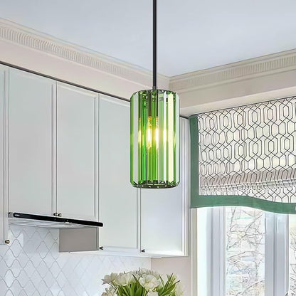 Modern Crystal Pendant Light Mini Dark Green Chandeliers Adjustable Pendant Lights Fixture for Kitchen Island Dinning Room Corridor Bedroom(Dark Green 3-Pack)