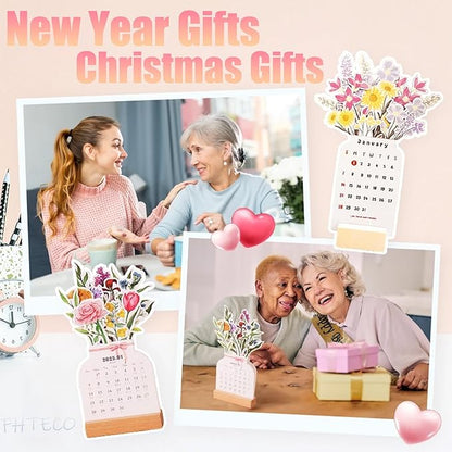 2026 Small Desk Calendar Bloomy Flower Calendar Stand up Desk Calendar Office Calendar Christamas Gifts New Year Gifts (Hydrangea)