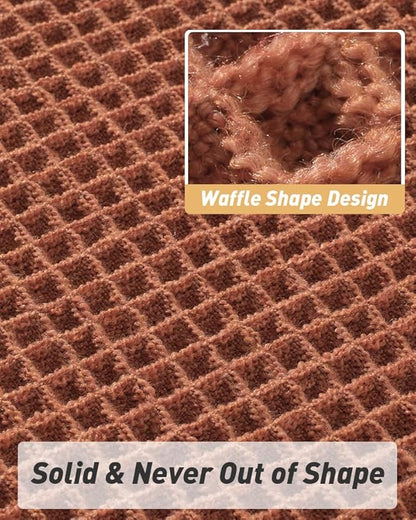 Upgraded Waffle Runner Rug Super Absorbent Non Slip Bath Mats for Bathroom Machine Washable Bathroom Runner Rug with Tassels, Ideal for Hallway Bedroom Laundry Room, Dirty Orange, 2' x 5'(24" x 60")