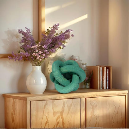 Wood Knot Decor -Coffee Table Decor Shelf Decor Table Books Hand Carved Home Decoration Boho Country Rustic Modern Shabby Chic Style 3 Link Wooden Knot Chain Link Decor (Green)