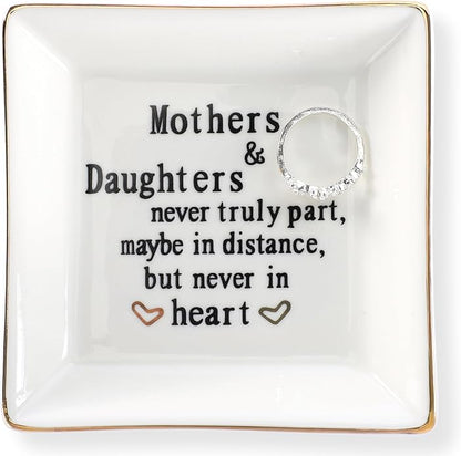 HOME SMILE Ceramic Ring Dish Jewelry Tray for Mom Sister Friends