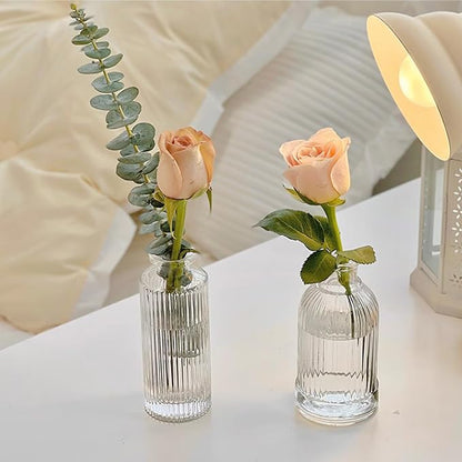 Glass Bud Vases Set of 12, Small Clear Vases for Centerpieces, Mini Glass Vases in Bulk, Vintage Vases Assorted Tiny Flower Vase for Baby Shower Wedding Floral Arrangements Home Table Decorations