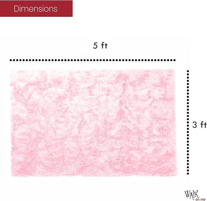 Silky Soft Faux Fur Rug, 3 ft. x 5 ft. Pink Fluffy Rug, Sheepskin Rectangle Shaggy Pink Carpet for Living Room, Bedroom, Kids Room, or Nursery Home Décor Accent Machine Washable with Non-Slip Backing
