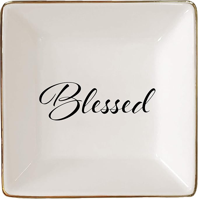 Simply Charmed Blessed Ceramic Jewelry Dish or Ring Holder - Religious Gift for Christmas, Confirmation or Baptism