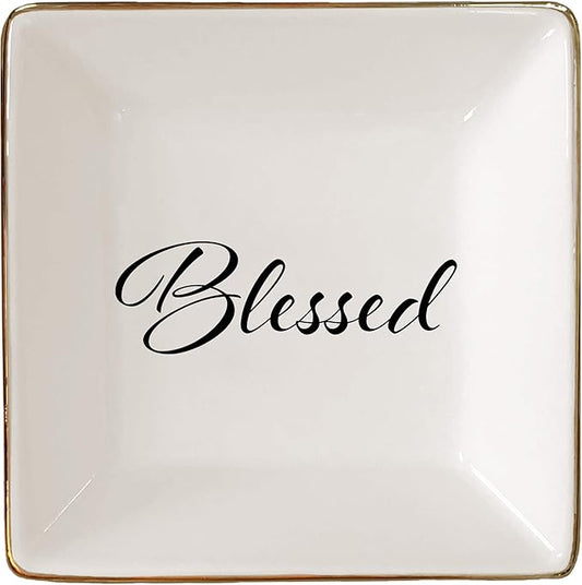 Simply Charmed Blessed Ceramic Jewelry Dish or Ring Holder - Religious Gift for Christmas, Confirmation or Baptism