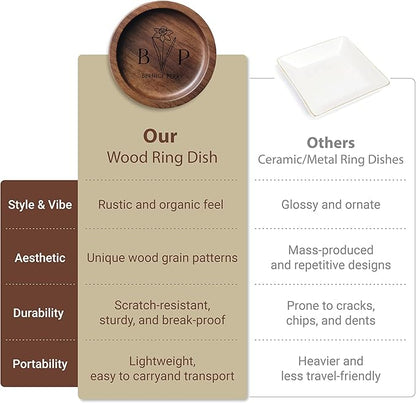 Walnut Wood Ring Holder, Engraved Jewelry Dish and Storage Tray, Unique Gift for Her, Valentine’s Day Gift (Customize, round)