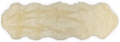 Nouvelle Legende Faux Fur Sheepskin Rug Duo, Soft, Plush, Premium High-Pile Accent Rug for Bedrooms, Hallways & Living Spaces, Warm & Cozy, Decorative, Faux Leather Backing, 23" x 73", Ivory White