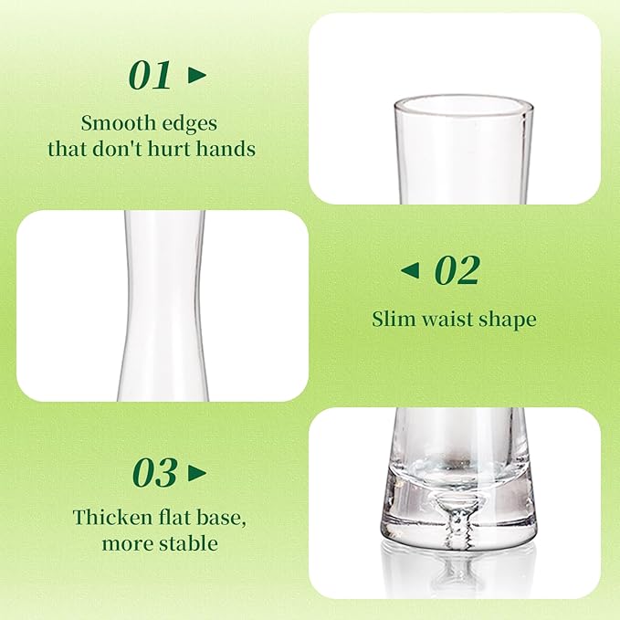 Hewory Glass Bud Vases for Centerpieces Set of 3, Handmade Modern Clear Small Skinny Decorative Single Flower Vase, Minimalist Slim Floral Vase for Home Wedding Party Events Table Decor, 7.87"