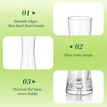 Hewory Glass Bud Vases for Centerpieces Set of 18, Handmade Modern Clear Small Skinny Decorative Single Flower Vase, Minimalist Slim Floral Vase for Home Wedding Party Events Table Decor, 9.64"