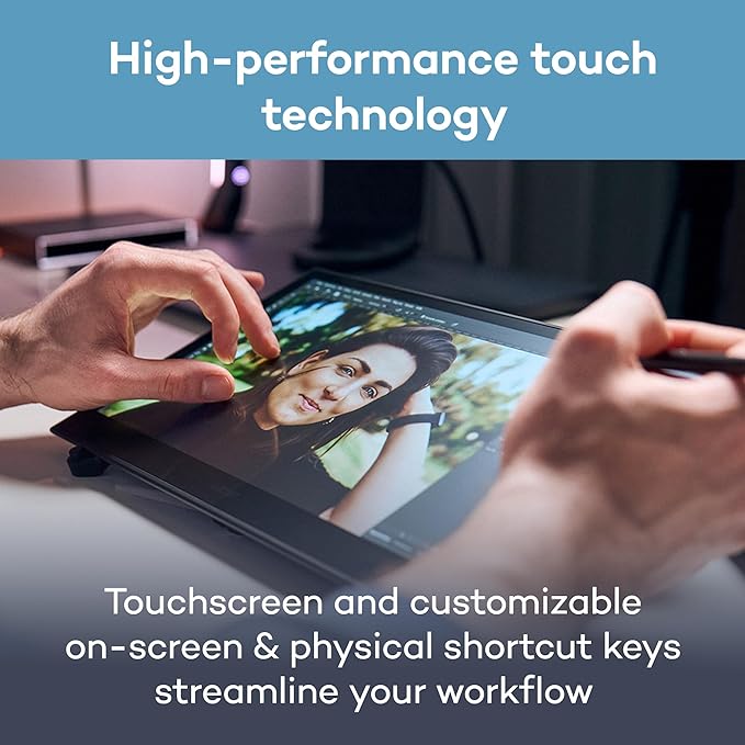 Wacom Movink Drawing Tablet with Screen, 13.3" OLED Touchscreen Portable Graphic Art Tablet w/Pro Pen 3, 10-bit Color Display for Mac, PC, Chromebook & Android