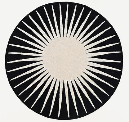 Modern Round Area Rug – Hand-Tufted with 100% NZ Wool, Thick & Soft Circular Carpet for Living Room, Bedroom & Dining Room Decor (Black, 4' Round)