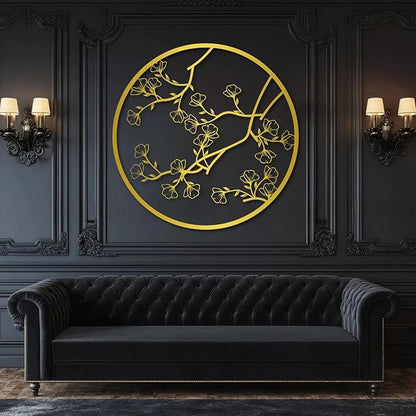 Trpiox Cherry Blossom Metal Wall Art, Cherry Blossom Metal Wall Decor, Minimalist Flower Wall Decor for Living Room, Bedroom, Bathroom, Office (Black,28" H x 28" W / 70 x 70 cm)