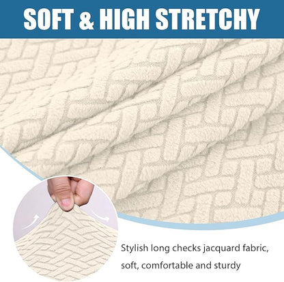 Smiry Waterproof Couch Cushion Covers, Stretch Jacquard Thick Sofa Cushion Covers, Washable Seat Slipcover Elastic Furniture Protector for Pets, Kid (3PC, Beige)