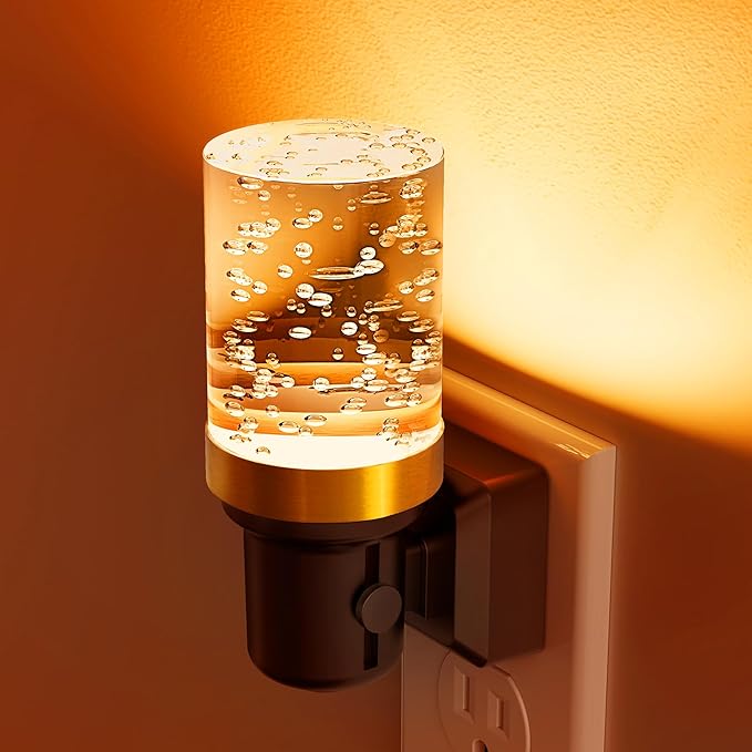 L LOHAS LED Night Light, Dimmable Night Lights Plug into Wall, Automatic Night Lights Plug in with Auto Light Sensor, 1800K Amber Warm Light 0-100LM Brightness LED Night Light for Hallway Bedroom