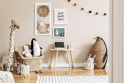 KTKDE 20x40 Picture Frame Set of 3, Poster Frame Wooden White 40 by 20 in for Pictures and Art Prints, Exhibition, Caffe Large Frame for Photos, best gift