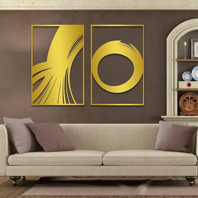 Hotuijxca Geometric Metal Wall Art, Modern Geometric Wall Art, Abstract Metal Wall Decor, Midcentury Modern Wall Decor for Living Room, Bedroom (White, 18x26in|46x62cm, metal wall art)