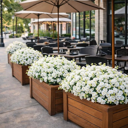 alyptus Artificial Flowers for Outdoors,12 Bundles UV Resistant Spring Fake Flowers for Porch, Patio & Home Decor – Realistic Outdoor Faux Plants with Lasting Color - White