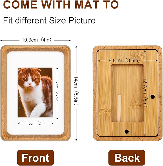 5x3.5 inch Natural Wood Picture Frame, Tabletop Wooden Small Photo Frame with Mat, Display Pictures 2x2.76 with Mat or 3.5x5 Without Mat for Desktop Display, Mini Photo Picture Frame (Beech)