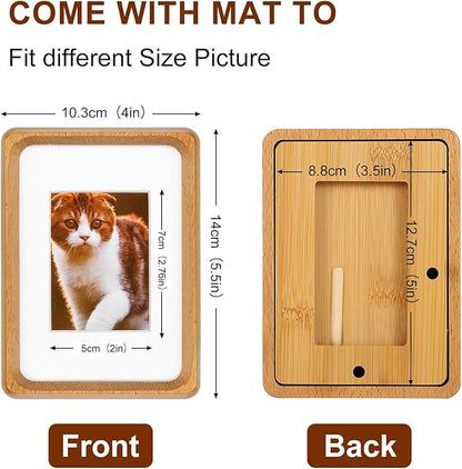 5x3.5 inch Natural Wood Picture Frame, Tabletop Wooden Small Photo Frame with Mat, Display Pictures 2x2.76 with Mat or 3.5x5 Without Mat for Desktop Display, Mini Photo Picture Frame (Beech)