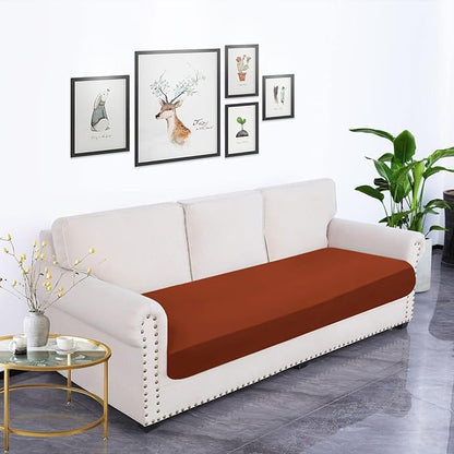 hyha Waterproof Couch Cushion Covers, Stretch Sofa Couch Seat Slipcover for Dog Washable, Non-Slip Waterproof Outdoor Cushion Covers for Patio Furniture Replacement (1 Piece for Large, Rust)