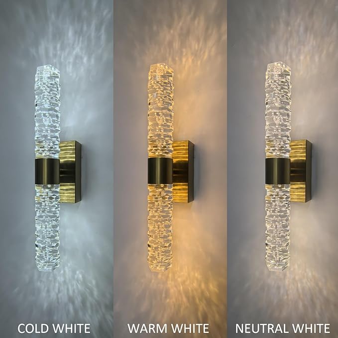Battery Powered Crystal Wall Lights Set of 2 Rechargeable with Remote and Timmer | Small Gold Crystal Rod Wall Sconces Decor Vanity Lights for Bathroom Living Room Bedroom (2 Pack, Gold, 13.2'')