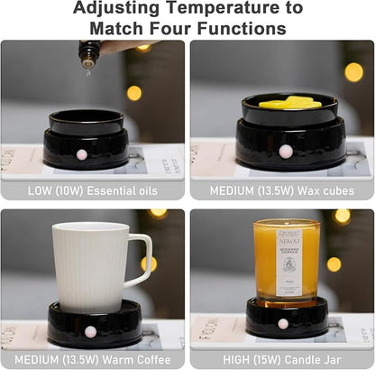 Candle Melt Warmer with Timer Auto Shut-Off Ceramic Electric Wax Burner Melter Timer Adjust Fragrance Intensity for Scented Wax Melts Candle Jars Essential Oils Home Office Gift Decor