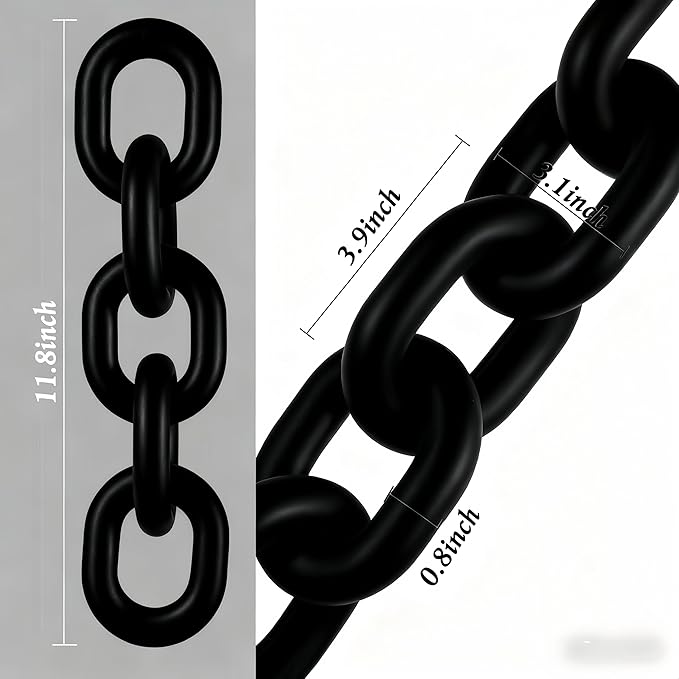 Wooden Decorative Chain Link Ornament Black Hanging Home Decor Rustic Farmhouse Decor for Coffee Table Black Table Decor and Wood Home Decor Chain Decorative Tray