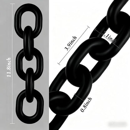 Wooden Decorative Chain Link Ornament Black Hanging Home Decor Rustic Farmhouse Decor for Coffee Table Black Table Decor and Wood Home Decor Chain Decorative Tray