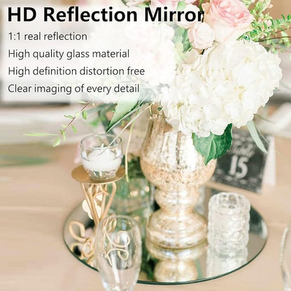 DARENYI 12 inch Glass Round Mirror with Adhesive Tapes, Frameless Wall Mounted Circle Mirror for Wall Door Home Bathroom Bedroom Living Room Decor