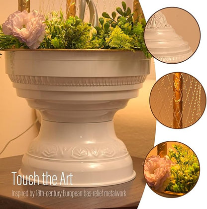 Oil Rain Lamp Vintage | Alabaster White Demeter Series-Single Line Version(13×13×36 in)-Mood Lighting and Luxury Ambient Sculpture for Home, Galleries, Dining Spaces, Hotel Lobbies
