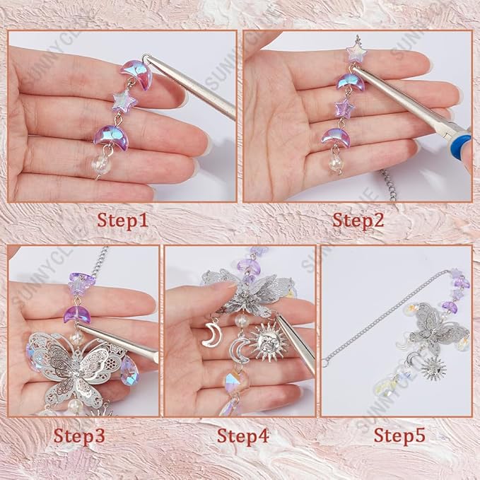 SUNNYCLUE 1 Box DIY 5 Sets Star Moon Suncatchers Kit Rainbow Maker Sun Catchers Butterfly Charms Hanging Suncatchers Glass Crystal Sun Catcher for Windows Indoor Outdoor Home Garden Decor Gifts