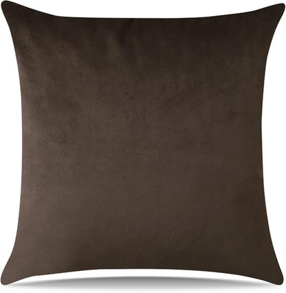 Artscope Luxury Velvet Pillow Covers Decorative Square Pillowcases Soft Solid Cushion Cases for Couch Sofa Bedroom Home Decor 20x20 Inch Chocolate Brown