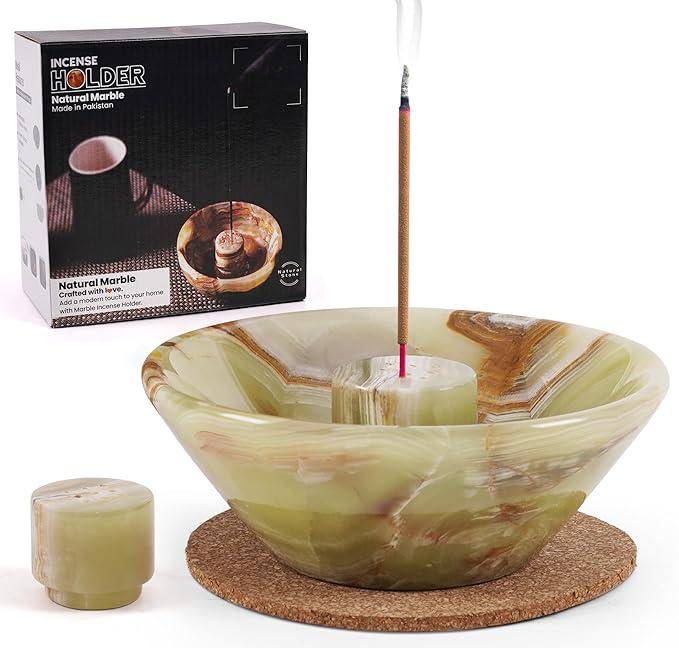 Radicaln Marble Incense Holder 5.5" Inches Green Handmade Incense Stick Holder for Palo Santo Holder, Ideal Marbles Ashtray & Incense Holder Marble for Bedroom
