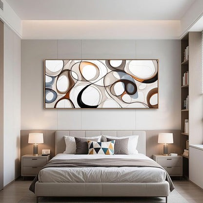 Large Modern Wall Art for Lving Room-Textured Abstract Canvas Wall Art Framed Artwork for Walls Bedroom Wall Decor Above Bed Brown and Blacke office Decorations